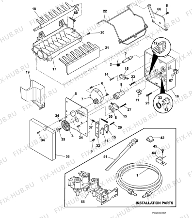Взрыв-схема холодильника Aeg Electrolux S75628SK2 - Схема узла Icemaker