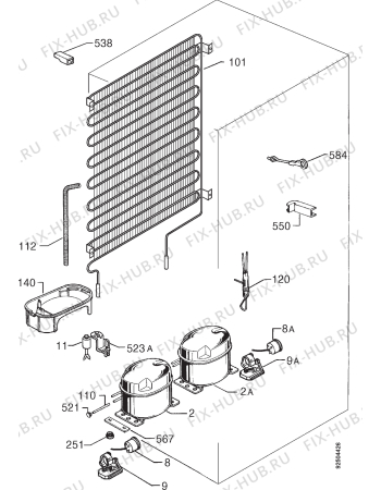 Взрыв-схема холодильника Privileg 002841 5 - Схема узла Cooling system 017