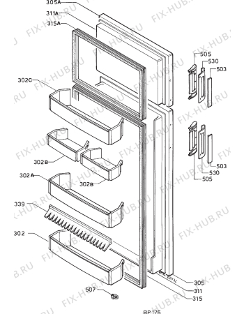 Взрыв-схема холодильника Electrolux TR1132 - Схема узла Door 003