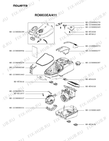 Схема №1 TW6856EA/411 с изображением Крышка для электропылесоса Rowenta RS-2230000331