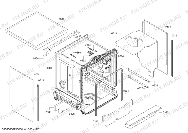 Взрыв-схема посудомоечной машины Siemens SN236W01KE iQ300 - Схема узла 03