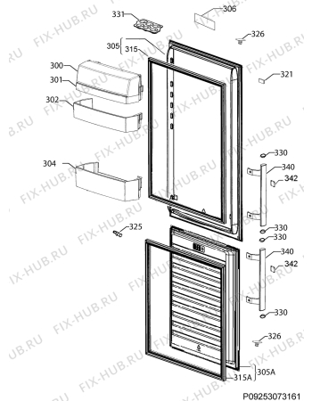 Взрыв-схема холодильника Electrolux EN3391MOX - Схема узла Door