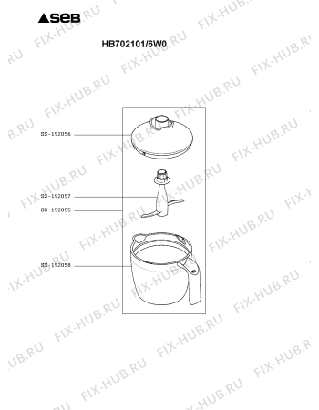 Взрыв-схема блендера (миксера) Seb HB702101/6W0 - Схема узла HP002834.9P2