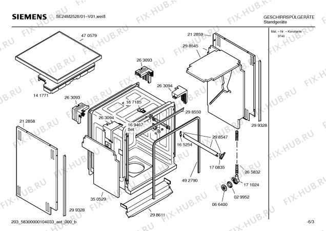 Взрыв-схема посудомоечной машины Siemens SE24M252II - Схема узла 03