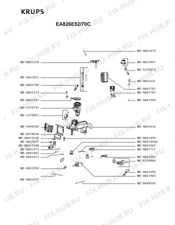 Взрыв-схема кофеварки (кофемашины) Krups EA826E52/70C - Схема узла 2P004885.4P2