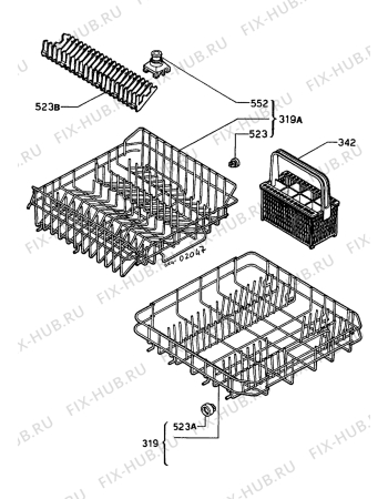 Взрыв-схема посудомоечной машины Zanussi ZW4106 - Схема узла Baskets, tubes 061