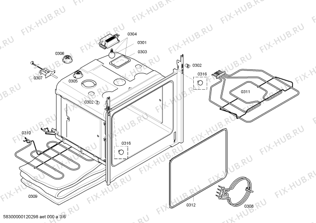 Взрыв-схема плиты (духовки) Siemens HB650510S - Схема узла 03