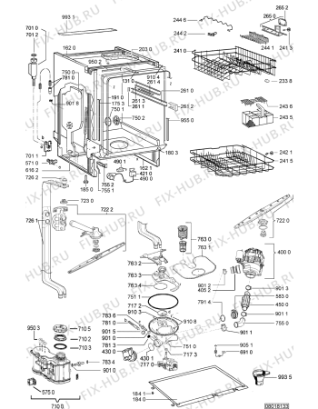 Схема №1 ADG 675 IX с изображением Модуль (плата) управления для электропосудомоечной машины Whirlpool 480140102622