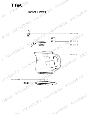 Схема №1 KO3501JP/87A с изображением Крышка для чайника (термопота) Seb SS-201245