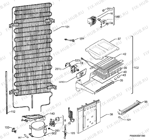 Взрыв-схема холодильника Electrolux EN3450COW - Схема узла Cooling system 017
