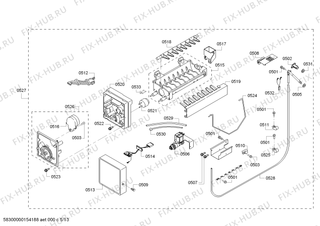 Схема №1 KBUDT4265E с изображением Испаритель для посудомойки Bosch 00682942
