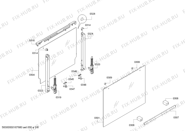 Схема №3 CH110220 с изображением Фронтальное стекло для плиты (духовки) Bosch 00688934