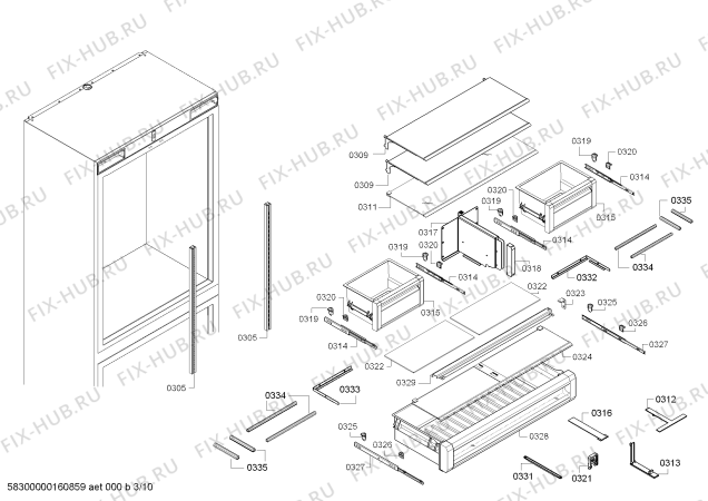 Схема №1 T36BB820SS Thermador с изображением Поднос для холодильной камеры Bosch 00687208