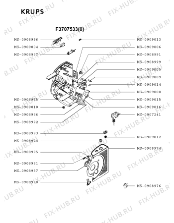 Взрыв-схема ломтерезки Krups F3707533(0) - Схема узла 0P001760.4P2