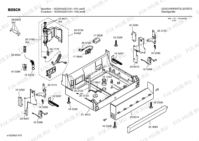 Взрыв-схема посудомоечной машины Bosch SGS4422EU Evolution - Схема узла 05