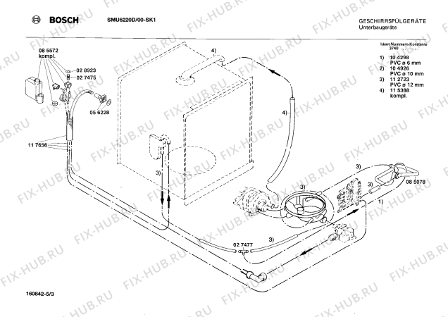 Взрыв-схема посудомоечной машины Bosch SMU6220D - Схема узла 03