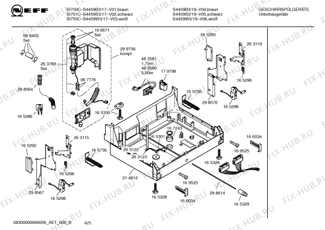 Схема №1 S4459N2 SI759B с изображением Инструкция по эксплуатации для электропосудомоечной машины Bosch 00583116