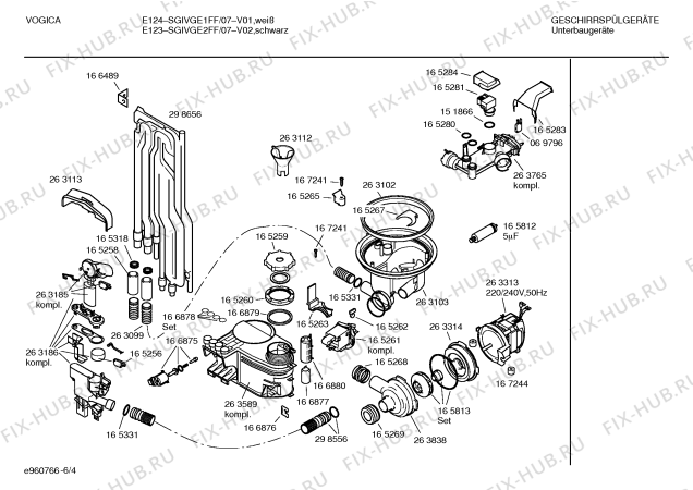Взрыв-схема посудомоечной машины Vogica SGIVGE2FF E123 - Схема узла 04
