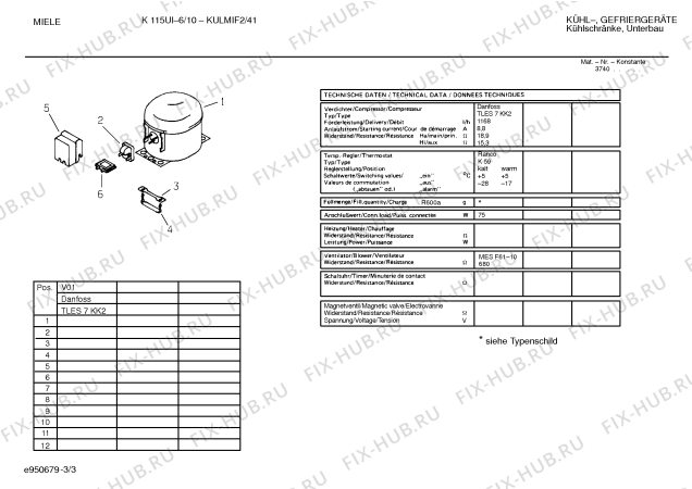 Взрыв-схема холодильника Miele KULMIF2 K115UI-6/10 - Схема узла 03