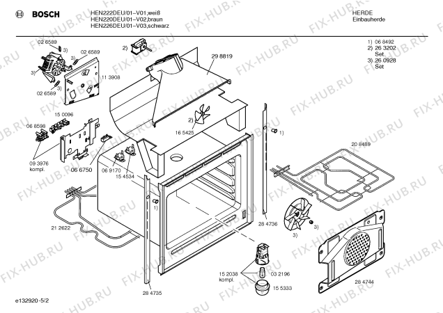 Схема №3 HEN220DEU с изображением Инструкция по эксплуатации для плиты (духовки) Bosch 00522600