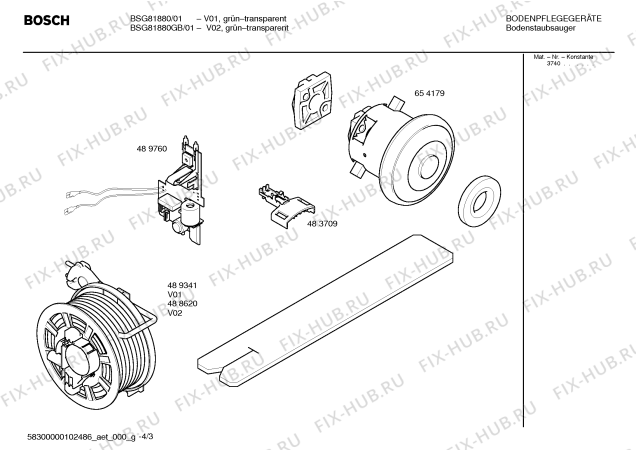 Взрыв-схема пылесоса Bosch BSG81880 ergomaxx dual filtration technology 1800 - Схема узла 03