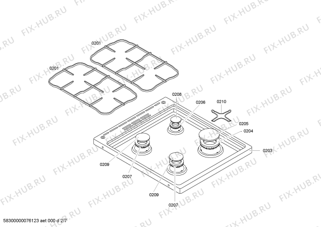 Взрыв-схема плиты (духовки) Bosch HSW745020H - Схема узла 02