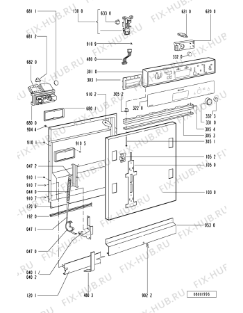 Схема №1 GSI 5023 W-BR с изображением Модуль (плата) управления для посудомоечной машины Whirlpool 481221478544
