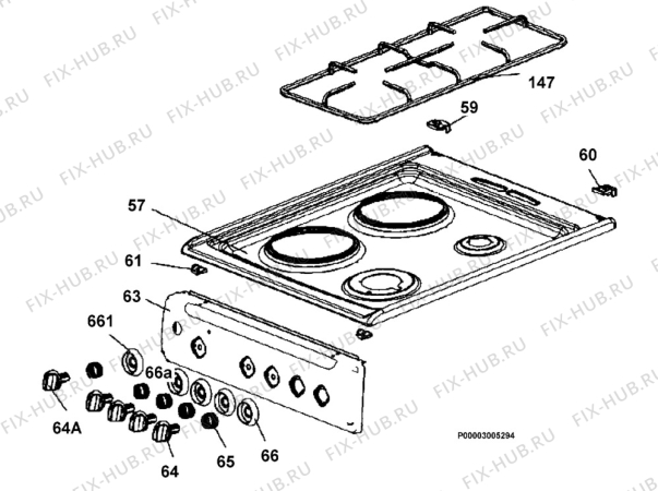 Взрыв-схема плиты (духовки) Electrolux EKM500100W - Схема узла Section 4