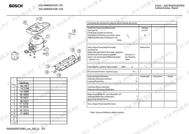 Взрыв-схема холодильника Bosch KSU40600SA - Схема узла 03