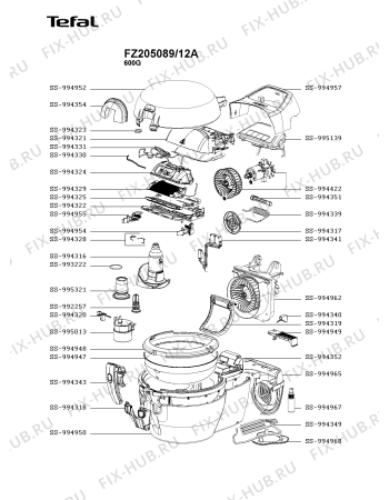 Схема №1 FZ205089/12A с изображением Модуль (плата) для тостера (фритюрницы) Tefal SS-995139