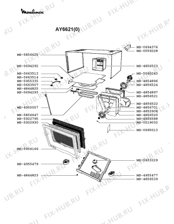 Взрыв-схема микроволновой печи Moulinex AY6621(0) - Схема узла 5P002297.3P2