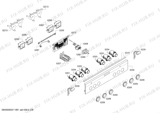 Взрыв-схема плиты (духовки) Siemens HK9R3A220 - Схема узла 02