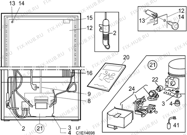 Взрыв-схема холодильника Aeg S1850-4KS - Схема узла C10 Cold, users manual
