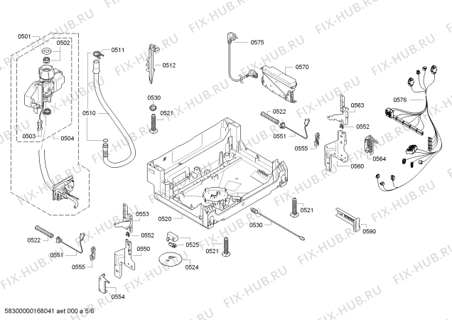 Взрыв-схема посудомоечной машины Bosch SMV69T10AU Made in Germany Active Water - Схема узла 05