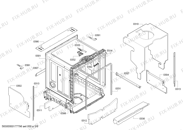 Взрыв-схема посудомоечной машины Bosch SMV41D00EU, SilencePlus - Схема узла 03