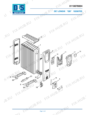 Схема №1 102567ES с изображением Подрешетка для обогревателя (вентилятора) DELONGHI 7010001600