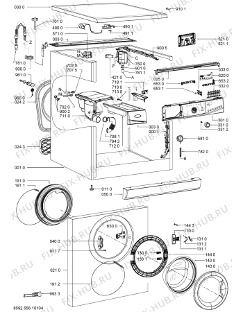 Схема №1 AWO/D 6104/ с изображением Блок управления для стиральной машины Whirlpool 480111104959