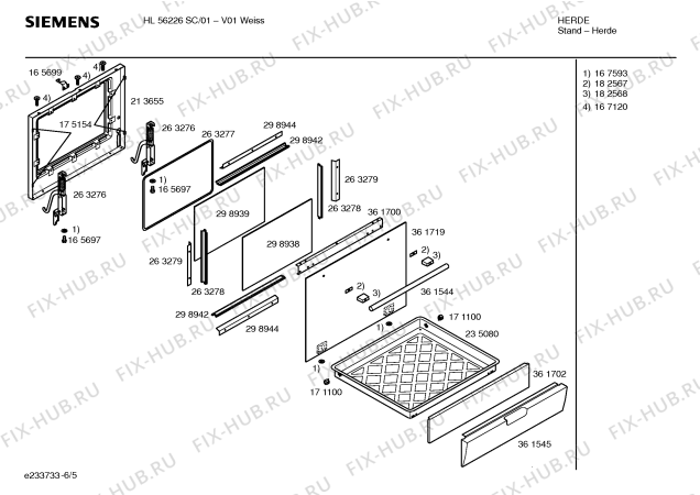 Схема №1 HL56226SC с изображением Инструкция по эксплуатации для плиты (духовки) Siemens 00528300