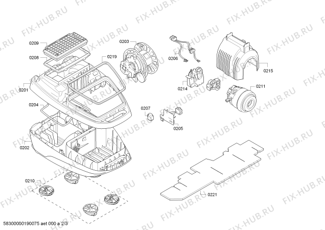 Взрыв-схема пылесоса Bosch BGL8332 Perfectionist Allergy - Схема узла 02