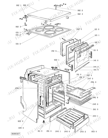 Схема №1 SMZ  2510 WS с изображением Кнопка для плиты (духовки) Whirlpool 481941258499