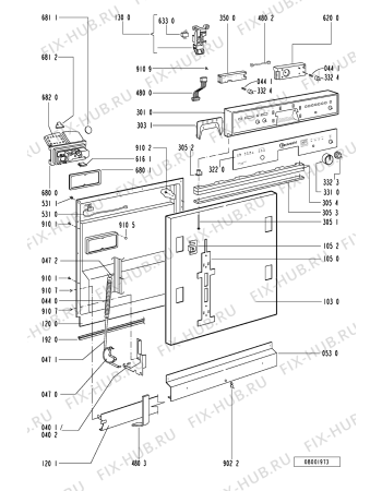 Взрыв-схема посудомоечной машины Bauknecht GSI 4895/1 CHW-WS - Схема узла