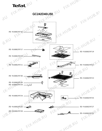 Схема №1 GC242D40/J50 с изображением Ручка для гриля Tefal FS-9100029725