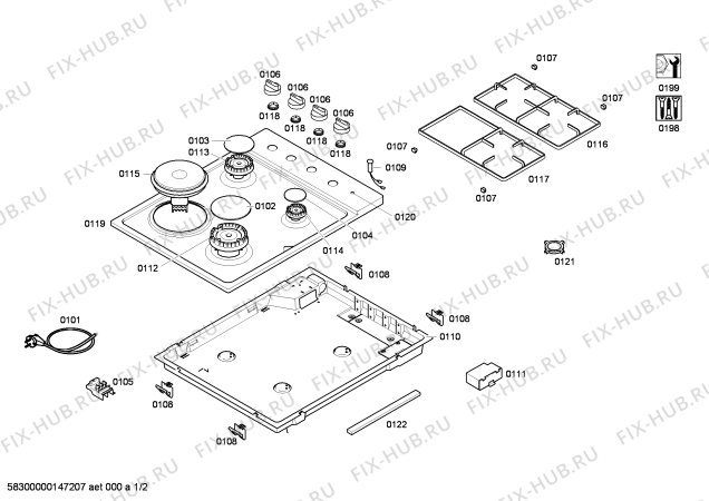 Схема №1 OA16Y5180L с изображением Коллектор для плиты (духовки) Bosch 00743661