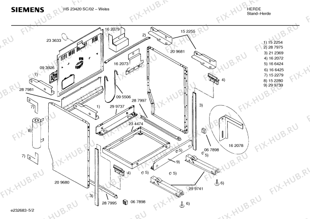 Схема №1 HS23420SC с изображением Панель управления для плиты (духовки) Siemens 00297230