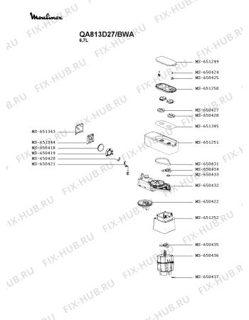 Схема №1 QA813D27/BWA с изображением Корпусная деталь для электрокомбайна Moulinex MS-651247