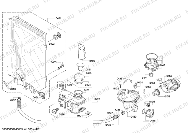 Взрыв-схема посудомоечной машины Bosch SMU58M15EU - Схема узла 04