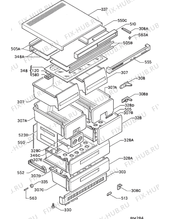 Взрыв-схема холодильника Zanussi ZFE102/3T - Схема узла Housing 001