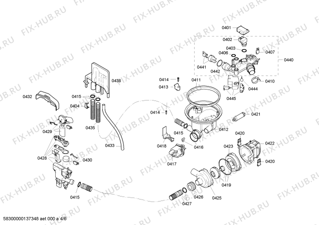 Взрыв-схема посудомоечной машины Bosch SHV6803UC - Схема узла 04