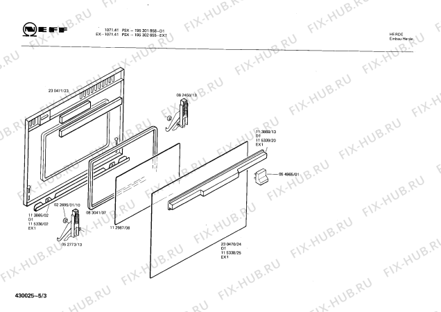 Схема №1 195302655 EX-1071.41PSX с изображением Ручка для плиты (духовки) Bosch 00027726