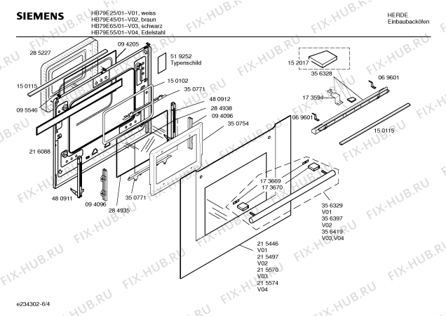 Схема №3 HB79E55 с изображением Панель управления для духового шкафа Siemens 00369615